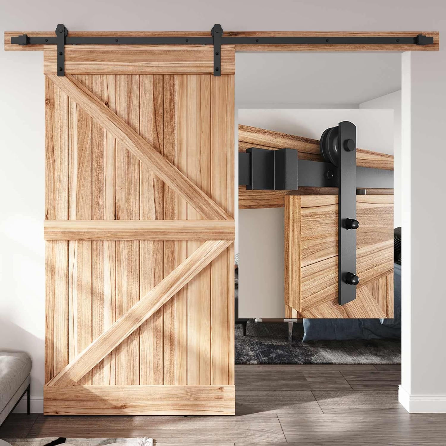 EaseLife 8 FT Sliding Barn Door Hardware Track Kit for Smooth Use