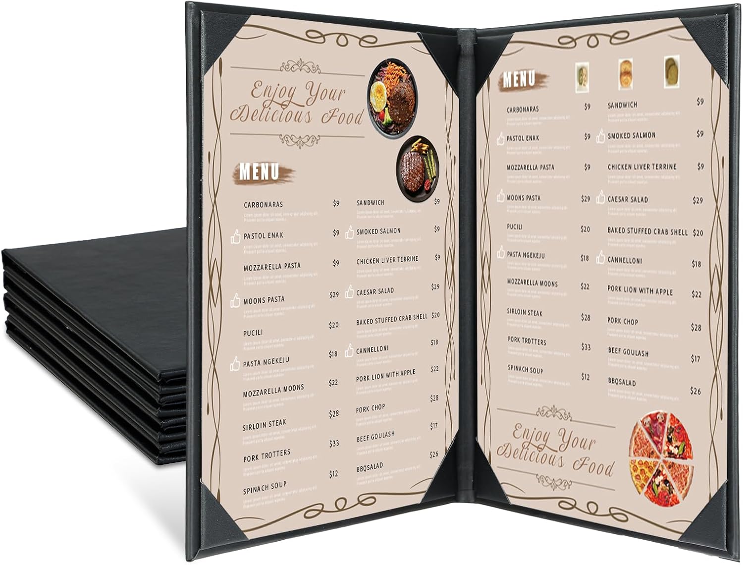 8.5 in x 11 in Menu Covers 5 Pack for Restaurants & Bars
