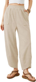 Xiaoxuemeng Womens Baggy Wide Leg Pants Casual Elastic (Style 4J9K)
