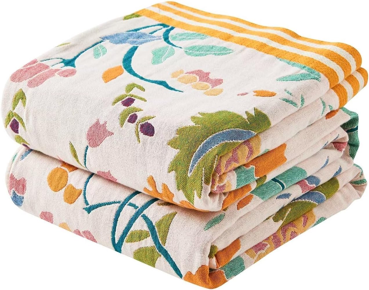 Boho Throw Blanket for Bed - 100% Cotton Rustic Quilt