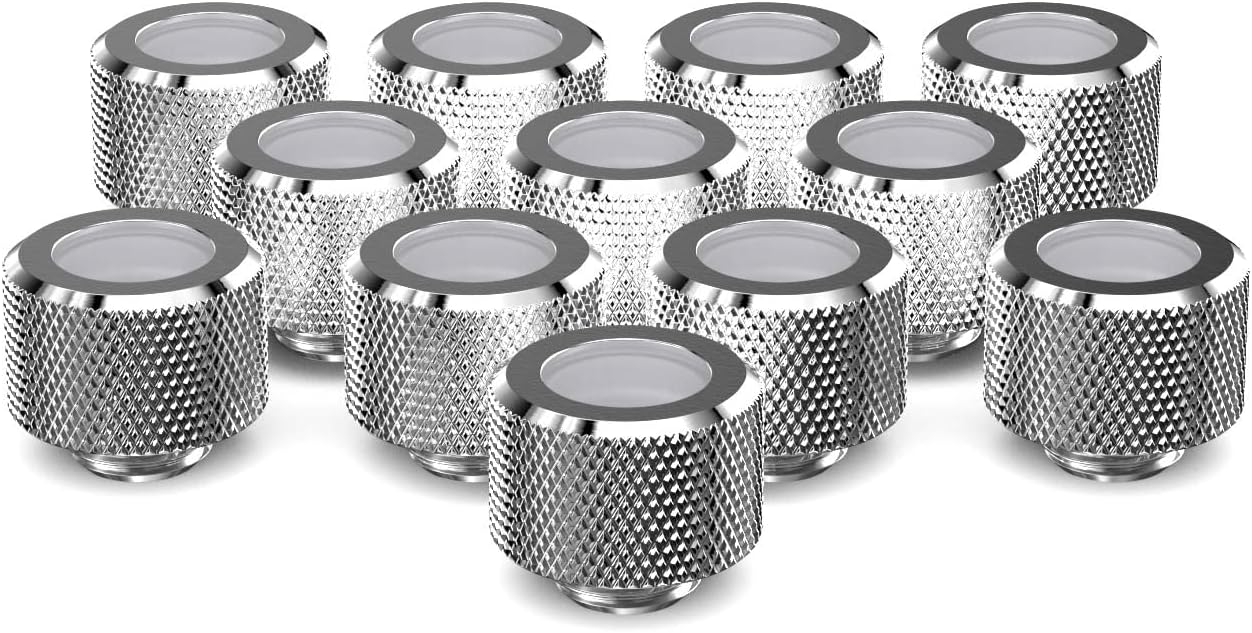 PrimoChill 14mm OD Rigid SX Fitting - 12 Pack in Silver Nickel