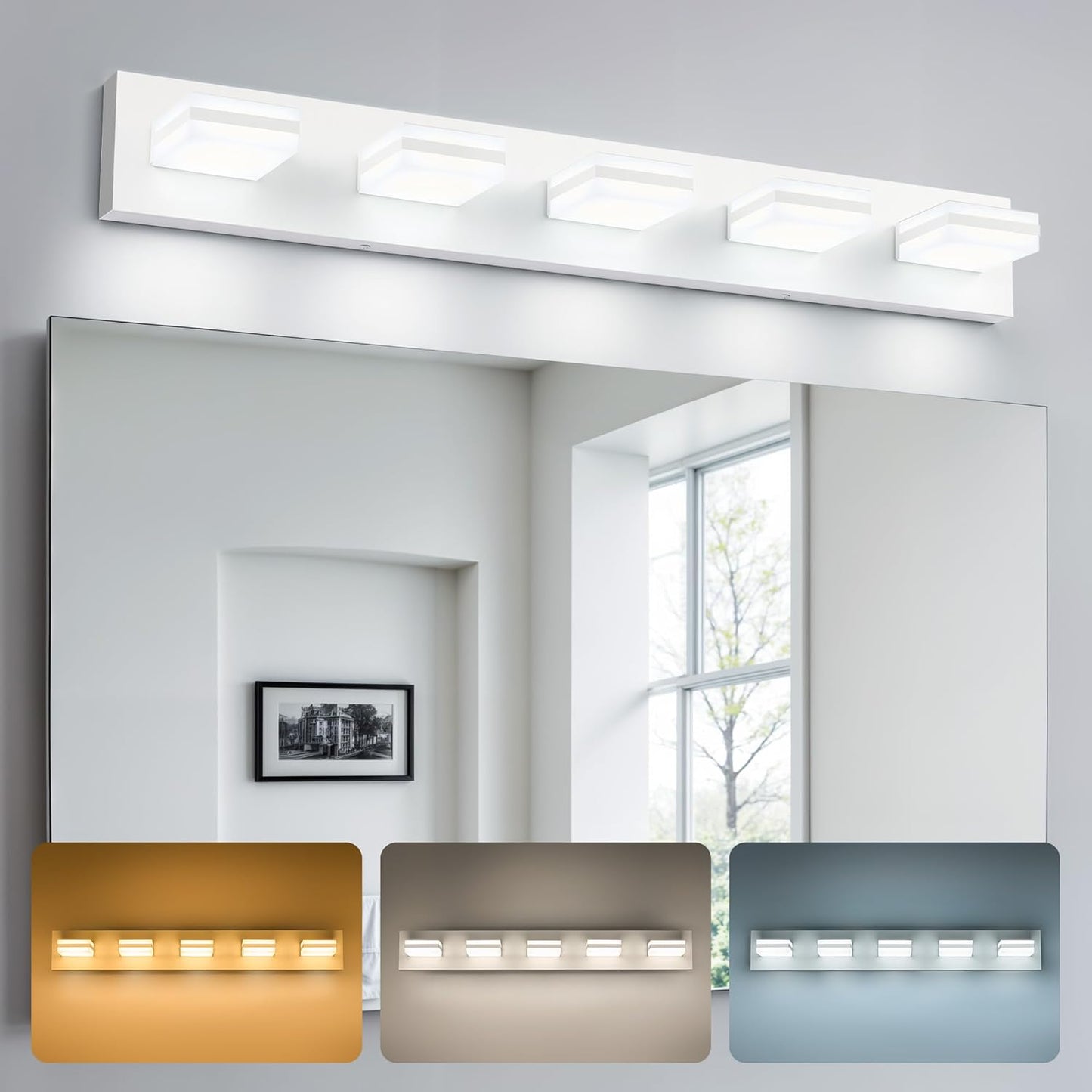 VONLUCE Bathroom Vanity Light Fixture with Adjustable Shades