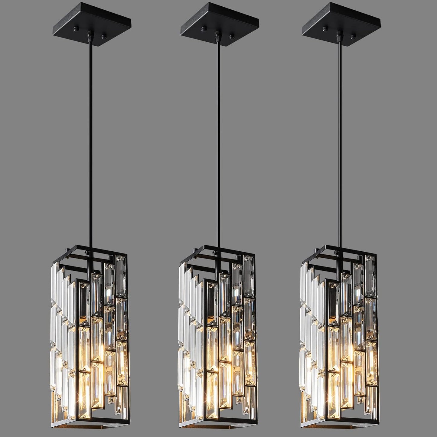 Black Pendant Lighting Mini Crystal Chandeliers for Home Decor
