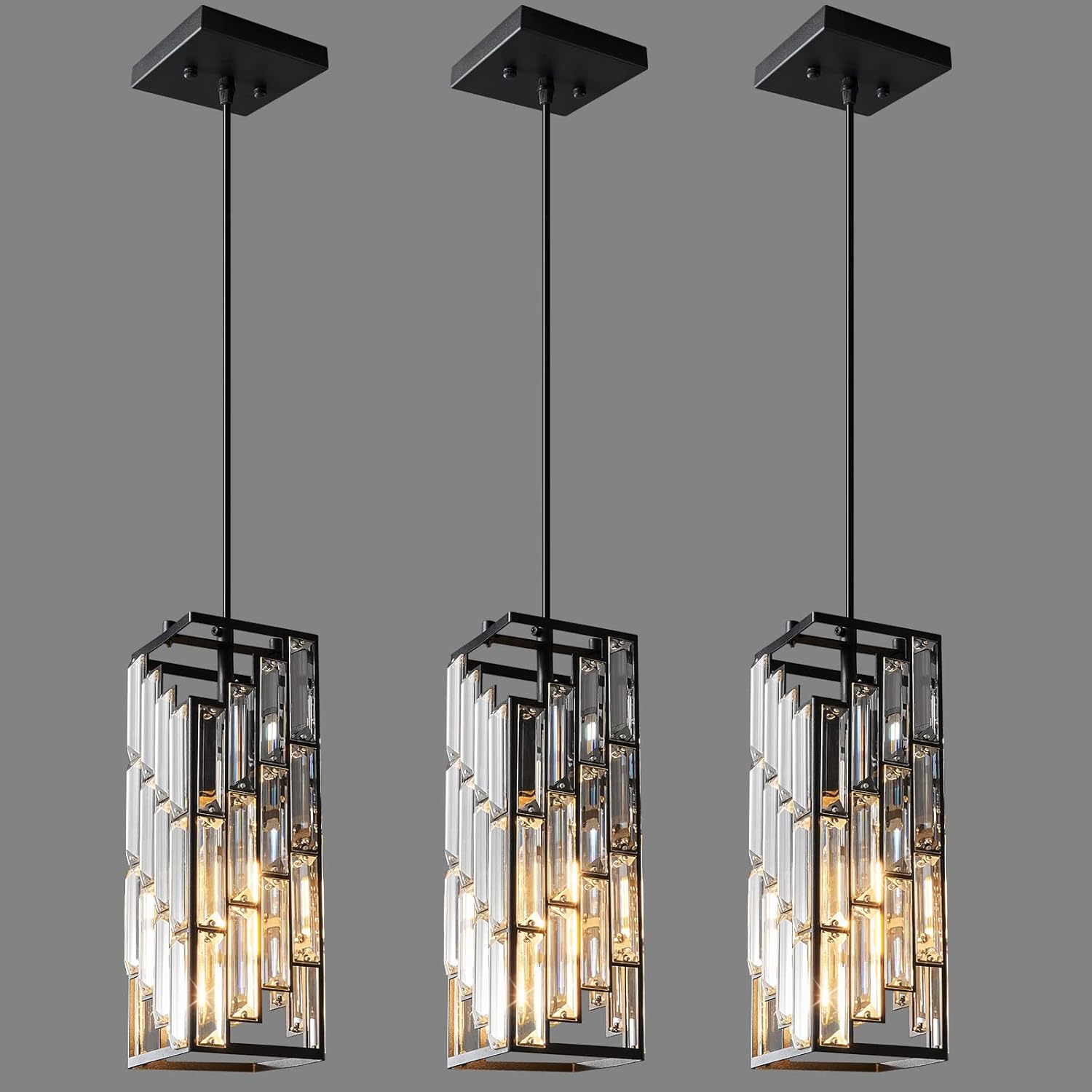 Black Pendant Lighting Mini Crystal Chandeliers for Home Decor