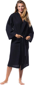 Turquaz Lightweight Full-Length Waffle Kimono Robe - Spa Comfort