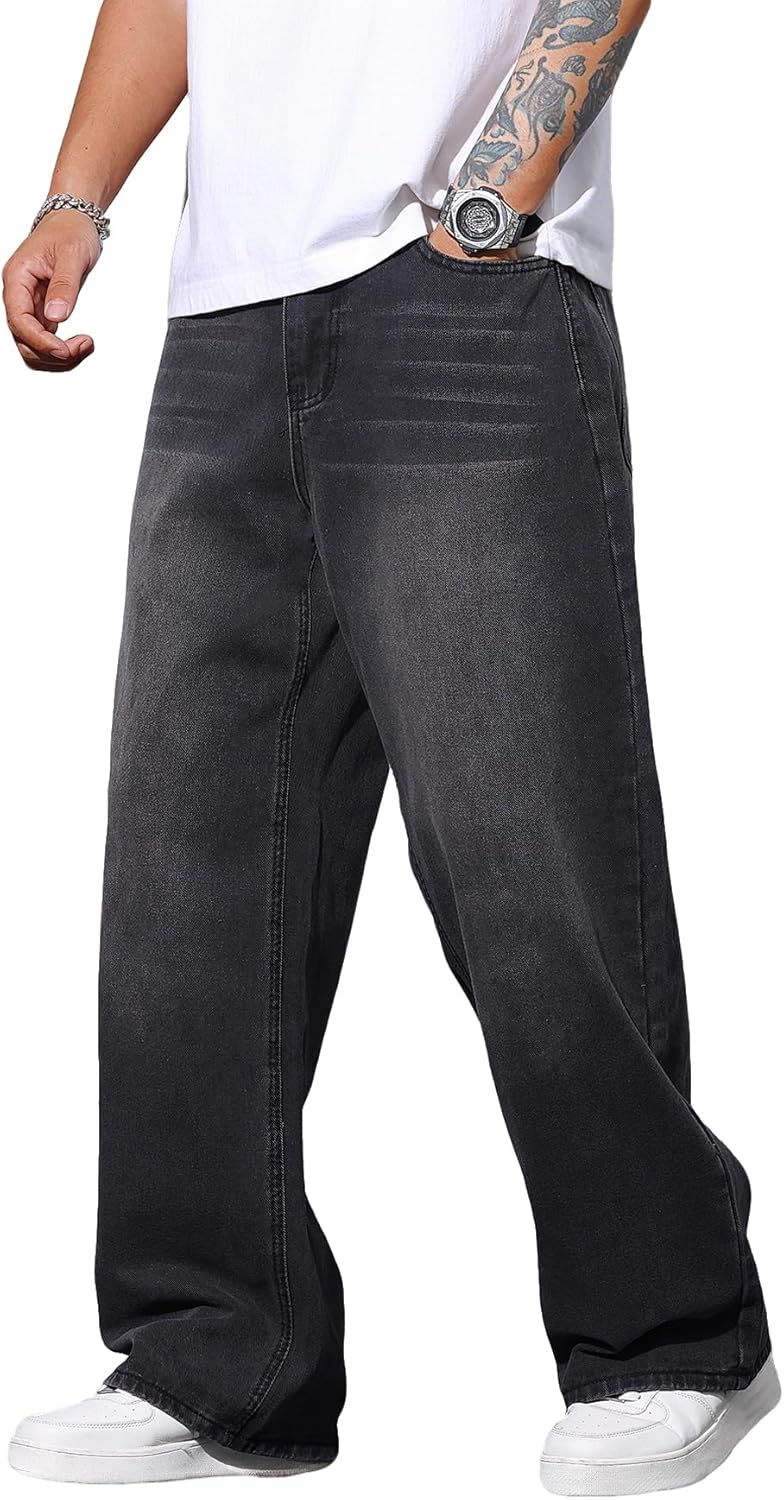 Men's Baggy Jeans Y2K Vintage Wide Leg Denim Pants for Style