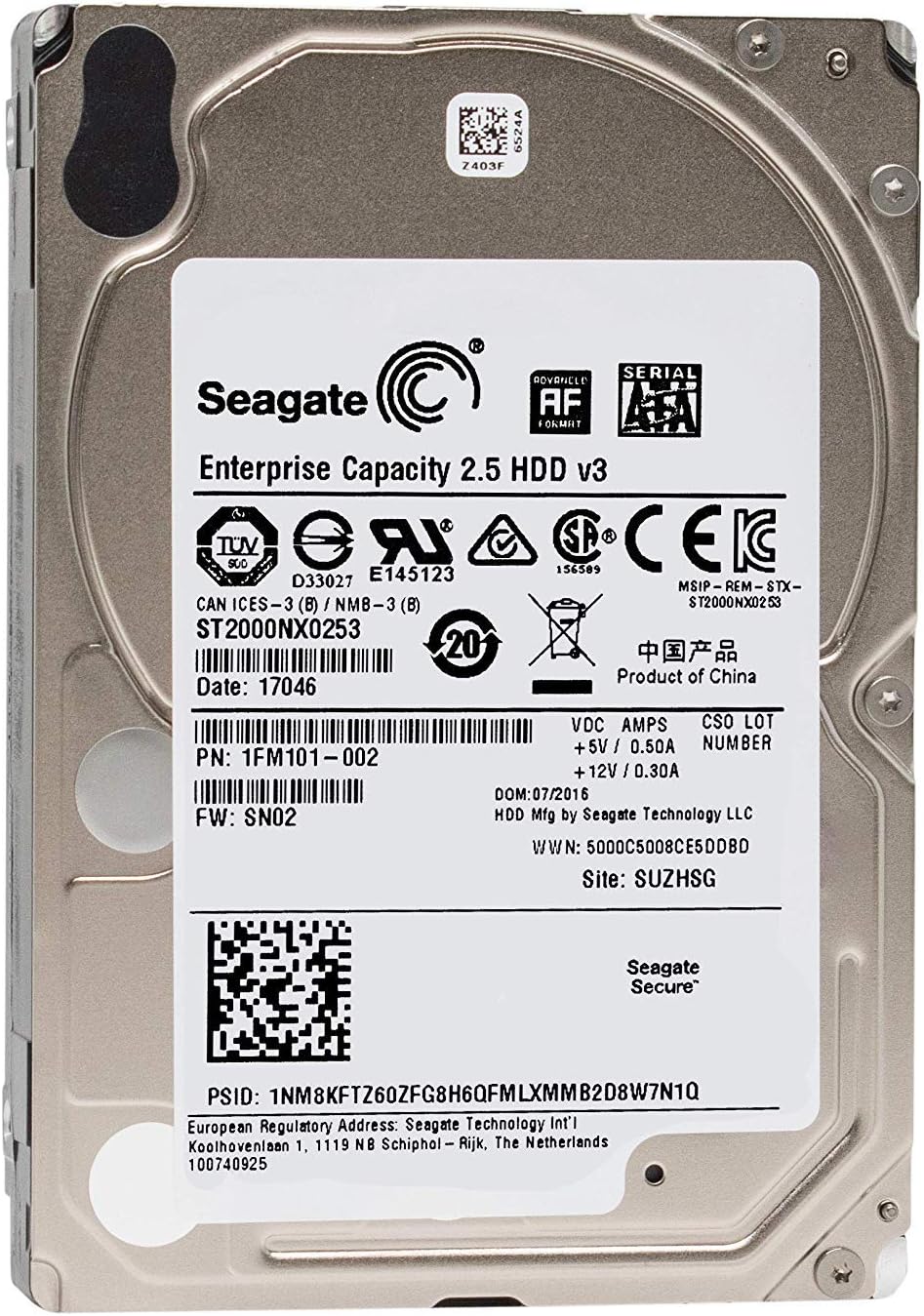 Seagate Enterprise Capacity 2TB 7200RPM SATA 2.5-Inch Hard Drive