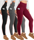 Fleece Lined Leggings with Pockets - Warm High-Waist Thermal Yoga
