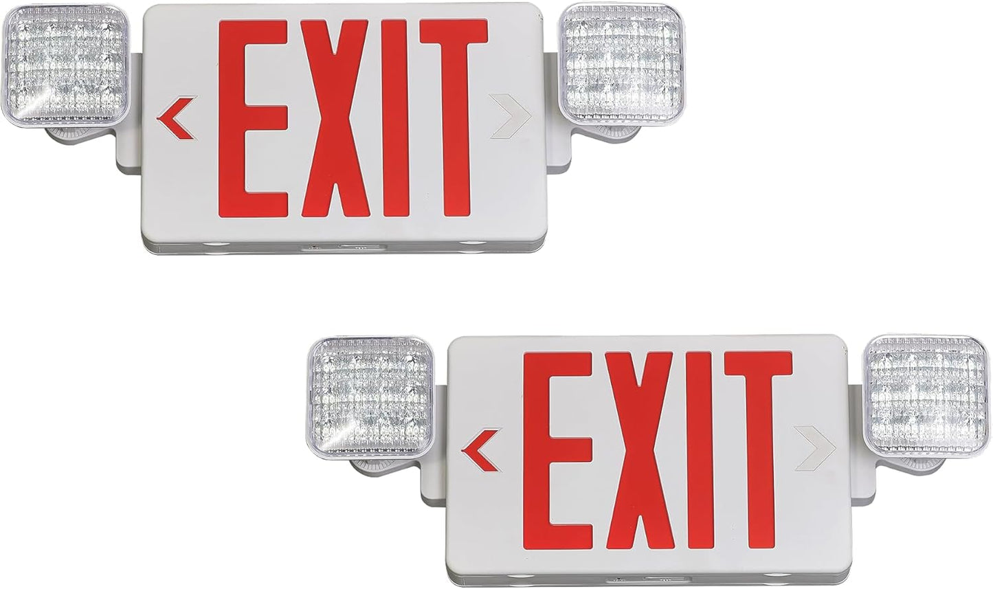 TANLUX Red Exit Sign with Emergency Lights for Business Safety