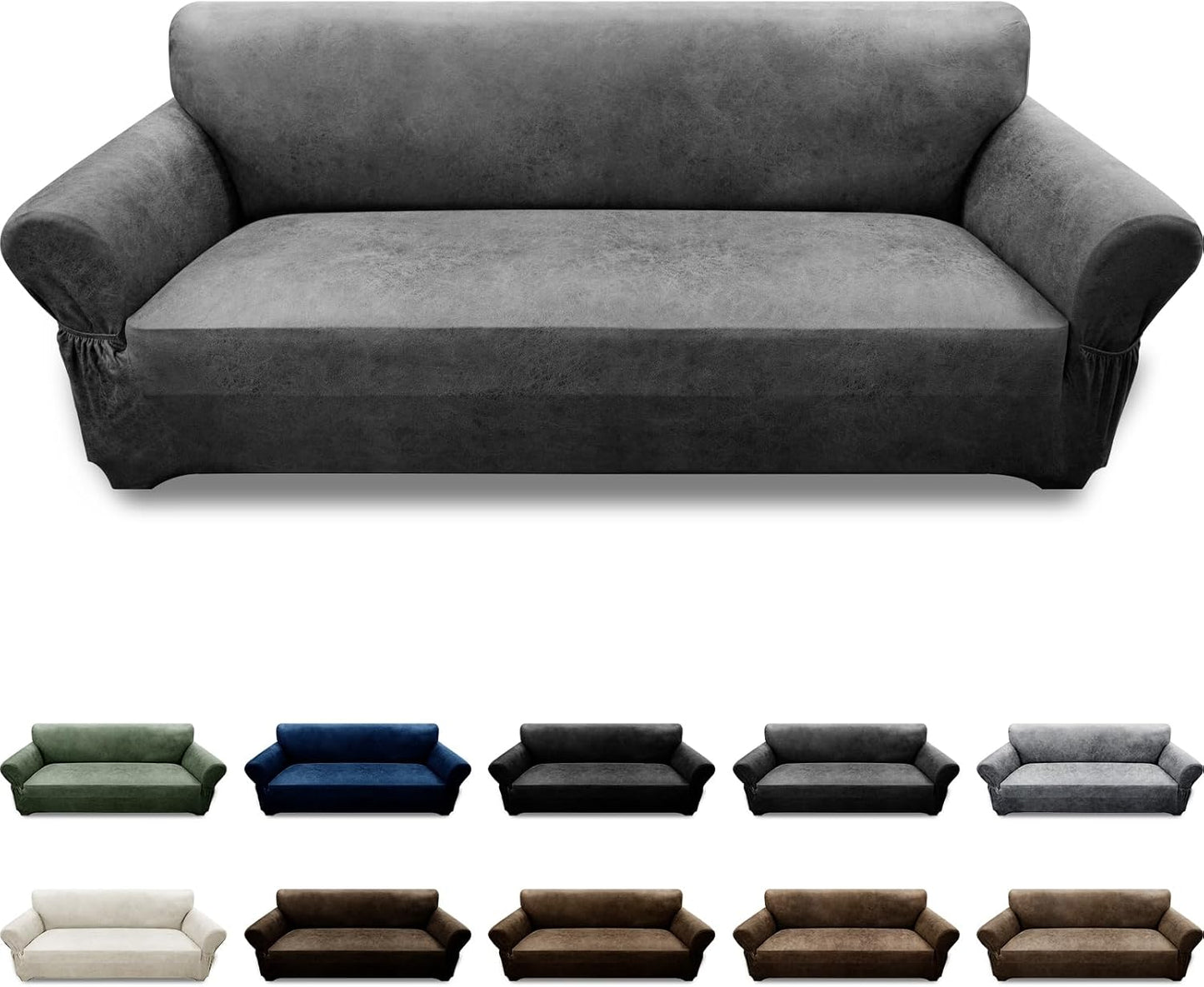 Couch Cover Leather Look 3 Seater Sofa Protector with Pockets