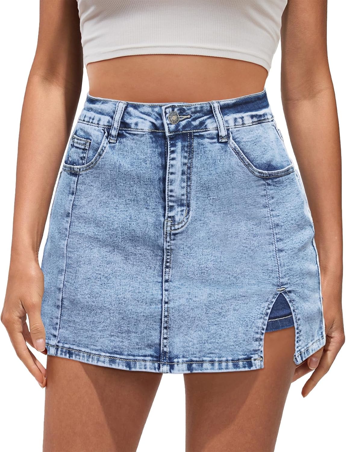 Vetinee Jean Skorts for Women: High Waisted Trendy Denim