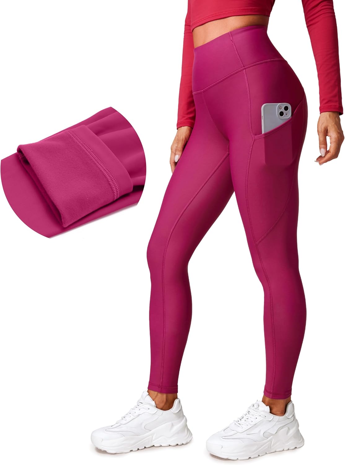 CRZ YOGA Womens Fleece Lined Leggings for Winter Warmth