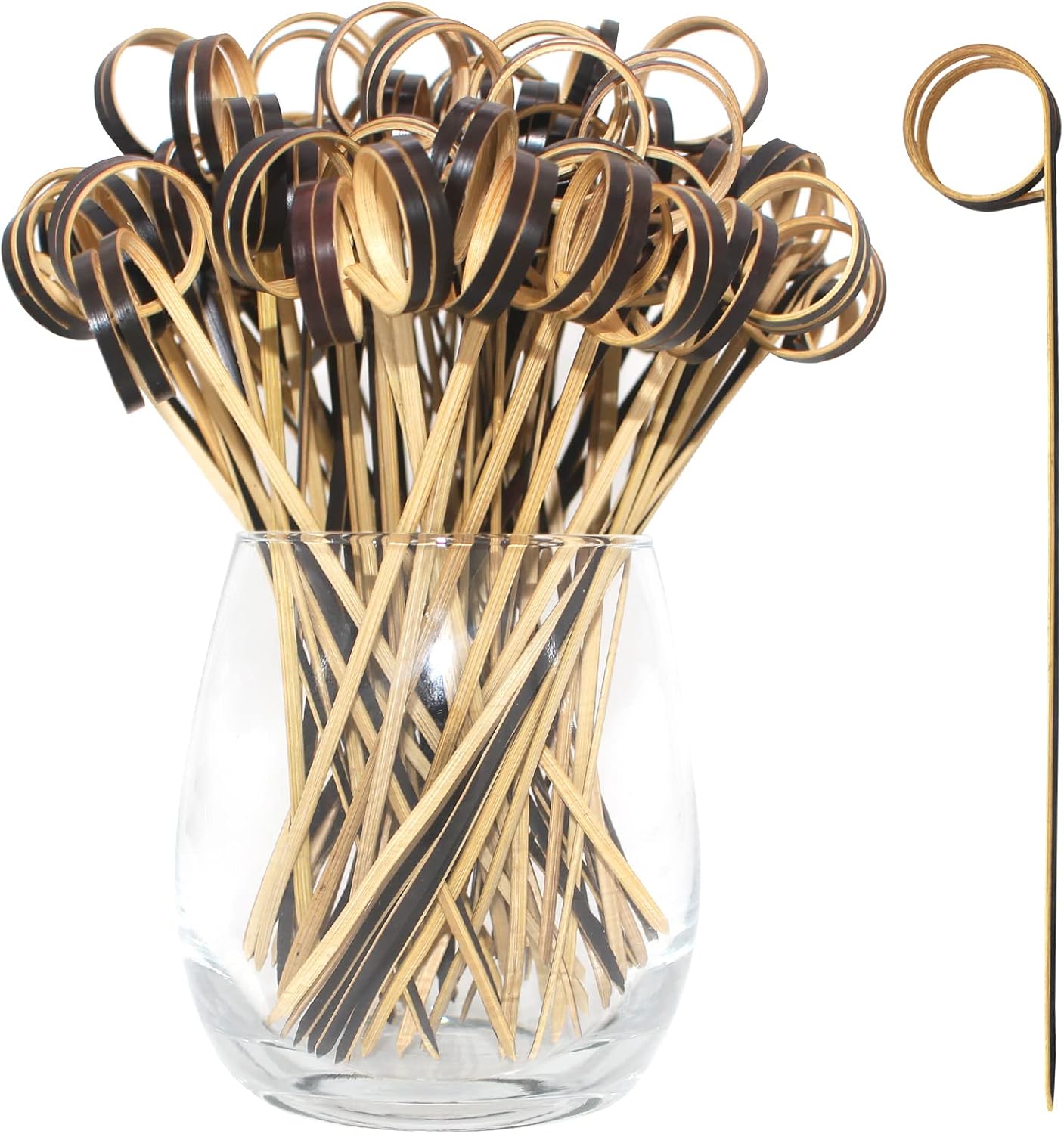 Looped Ring Bamboo Cocktail Picks - 100 PCS