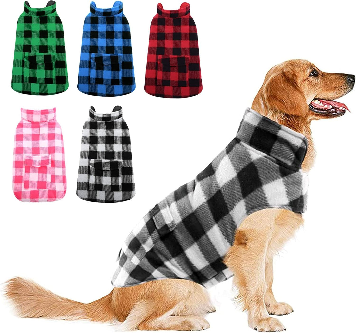 ASENKU Dog Winter Coat - Reversible Fleece Jacket for Dogs