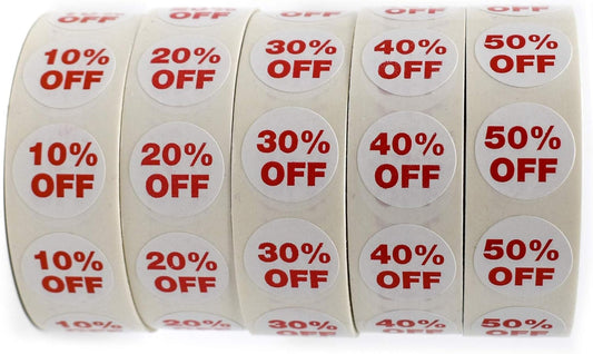 Retail Percent Off Round Sticker Bundle Pack for Easy Pricing