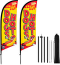2 Set Hot Dogs Feather Flag Kit, 8ft Swooper Banner for Outdoor Ads