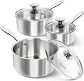 Triply Stainless Steel Saucepan Set with Lids 6pcs - Fast, Even