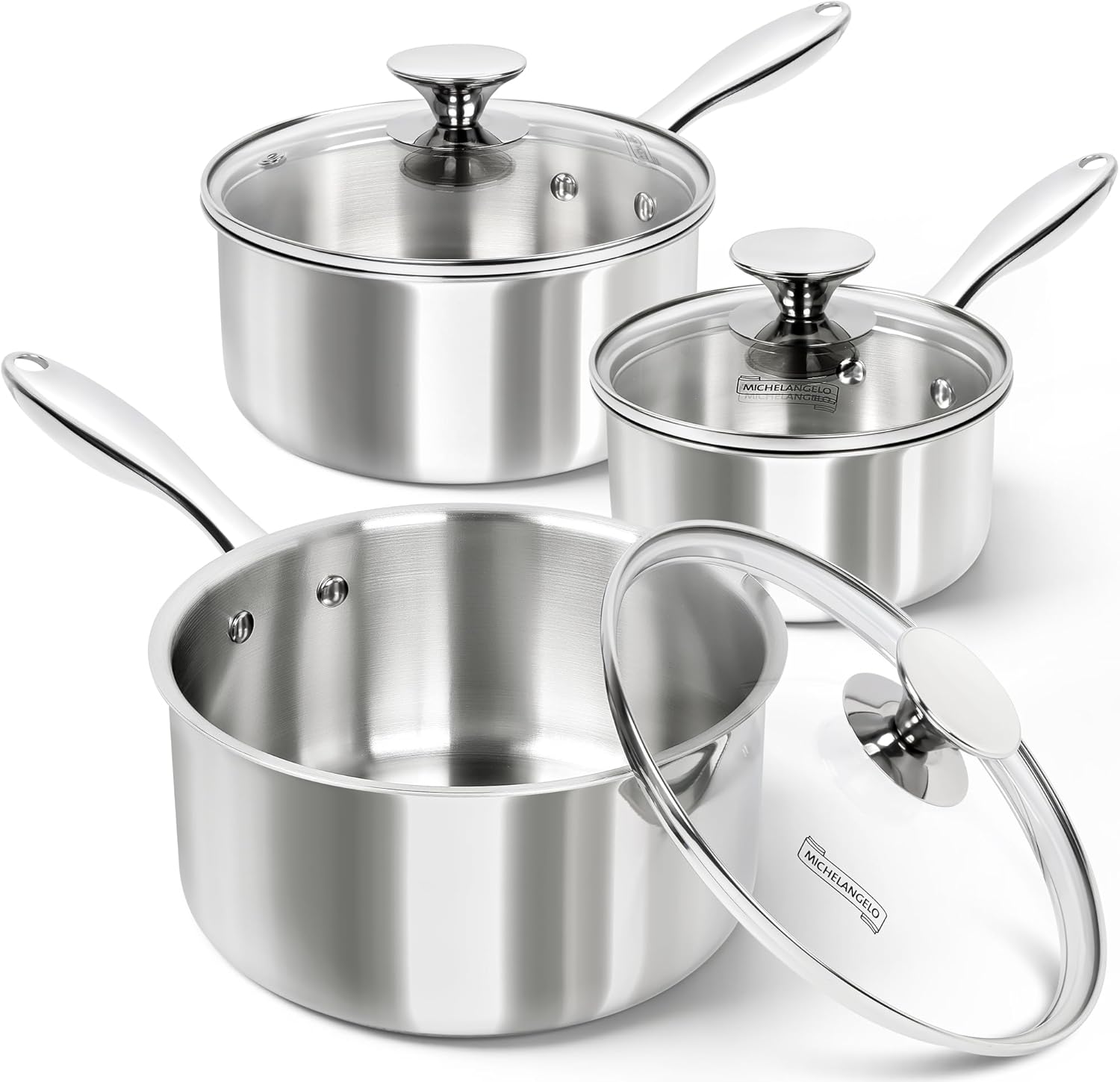 MICHELANGELO Triply Stainless Steel Saucepan Set for Every Kitchen