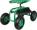 Sunnydaze Garden Rolling Cart with Swivel Seat and Ample Storage