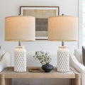20.5ft White Modern Ceramic Bedside Lamp Set of 2 - Soft Linen Glow