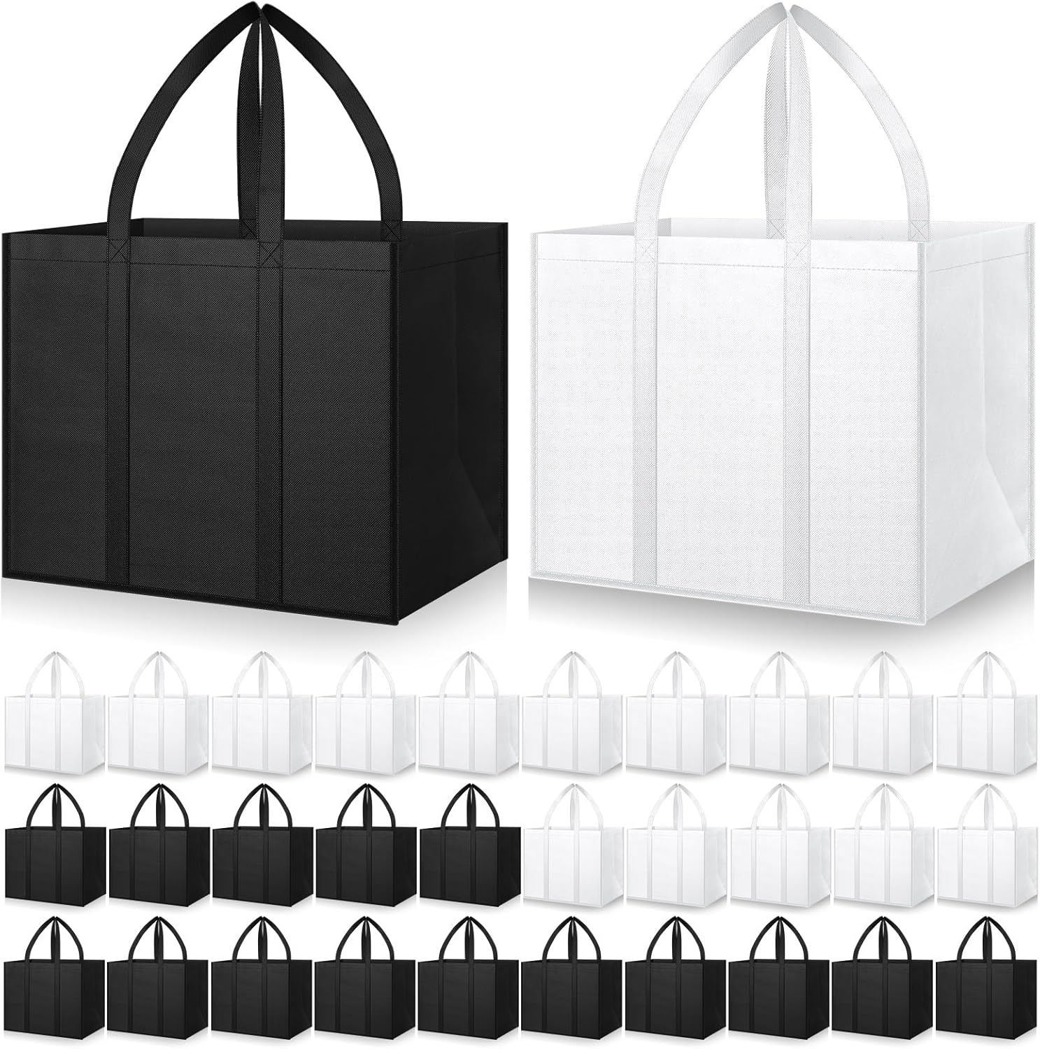 Heavy Duty Reusable Grocery Bags - 30 Pack Large Storage Totes