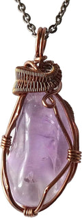 Reiki Crystal Necklaces Amethyst Pendant - Handmade Reversible Design