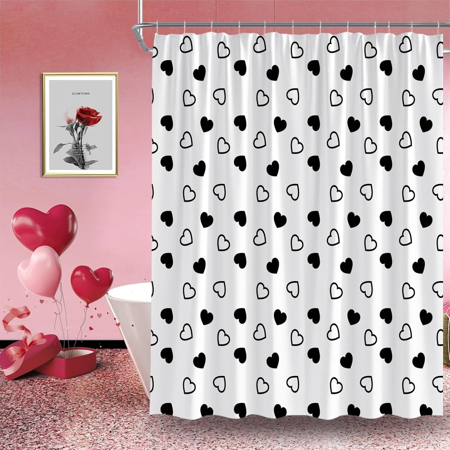 Romantic Love Heart Shower Curtain Set