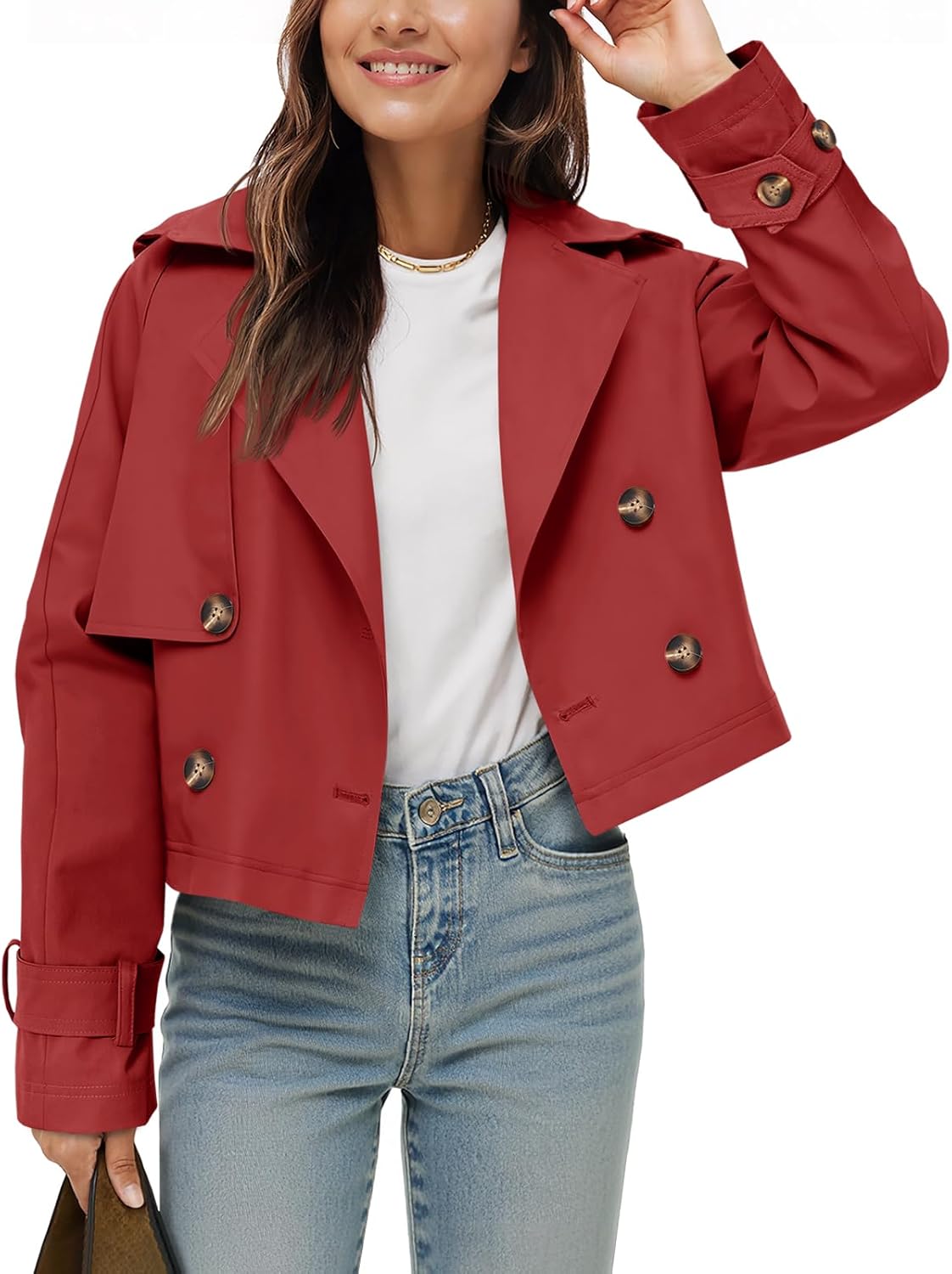 Tankaneo Womens Cropped Trench Coat for Stylish Fall Fashion