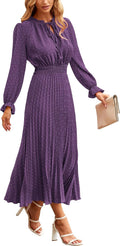 PRETTYGARDEN Women's Midi Dress: Elegant Swiss Dot Style