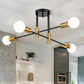 4-Light Black Modern Sputnik Chandelier Semi Flush Mount - Mid Century