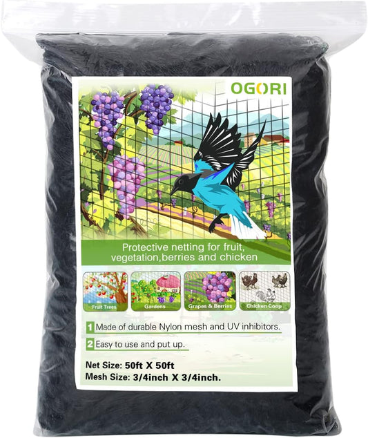 OGORI 50ft x 50ft Bird Netting for Garden Protection and Safety