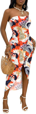 Strapless Ruched High Waist Wrap Split Asymmetrical Beach (Style DLWW)