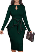 Women's Bodycon Vintage Peplum Dress - Elegant Work & Office Wear not