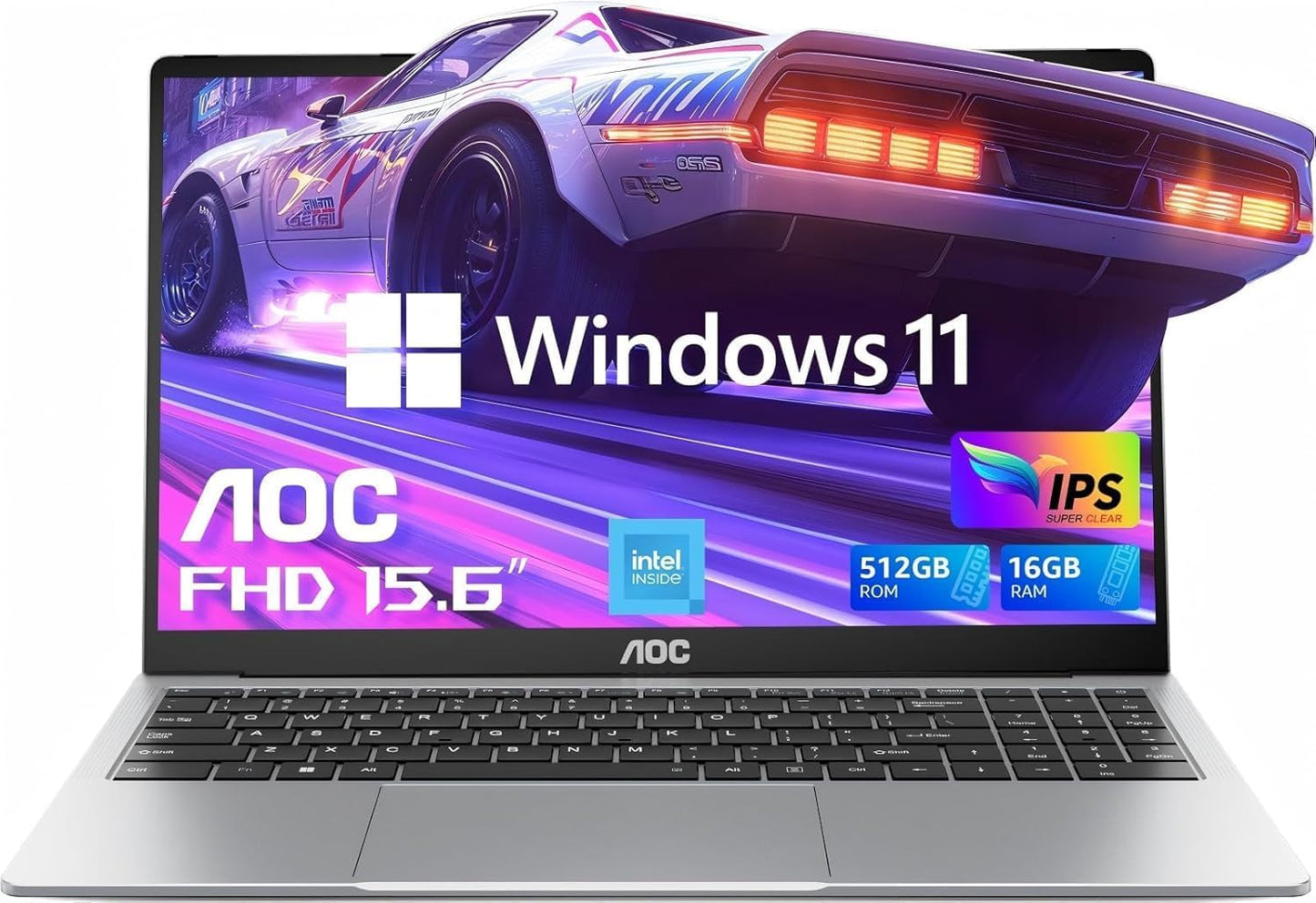 AOC Laptop Computer with 15.6in Full HD IPS Display and N95 Processor
