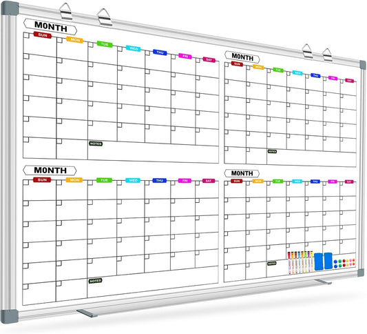 Magnetic Large Calendar Whiteboard for Wall - 72in x 40in
