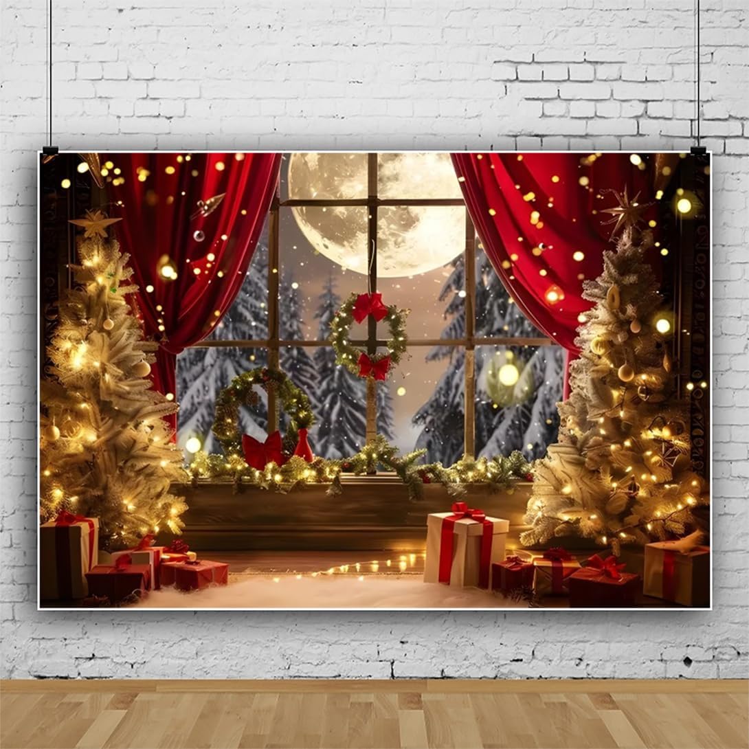 10x8ft Christmas Window Photography Backdrops for Festive Fun