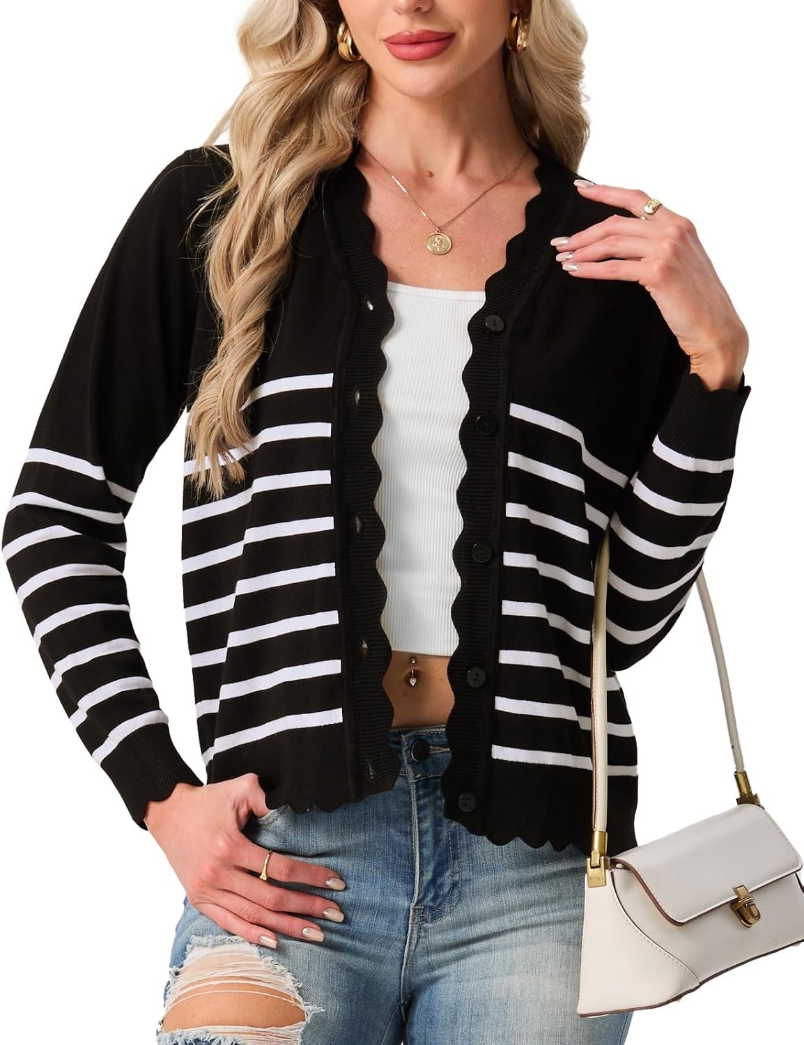 GRECERELLE Women's Long Sleeve V-Neck Cardigan for Every Occasion