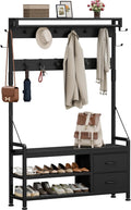 Lulive Hall Tree with Bench and Shoe Storage - 5-in-1 Entryway