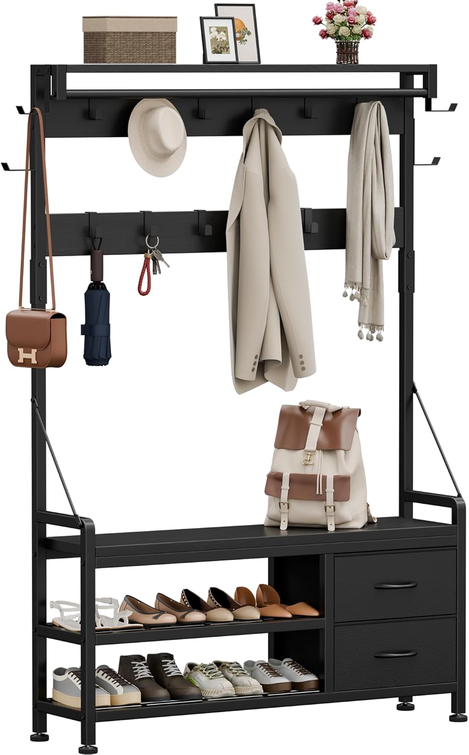 Lulive Hall Tree with Bench and Shoe Storage for Entryway