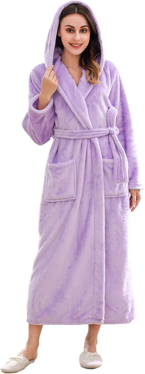 Richie House Women's Plush Soft Warm Fleece Bathrobe Robe RH1591