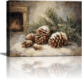 Vintage Pine Cones Christmas Canvas Wall Art - Rustic Holiday Charm