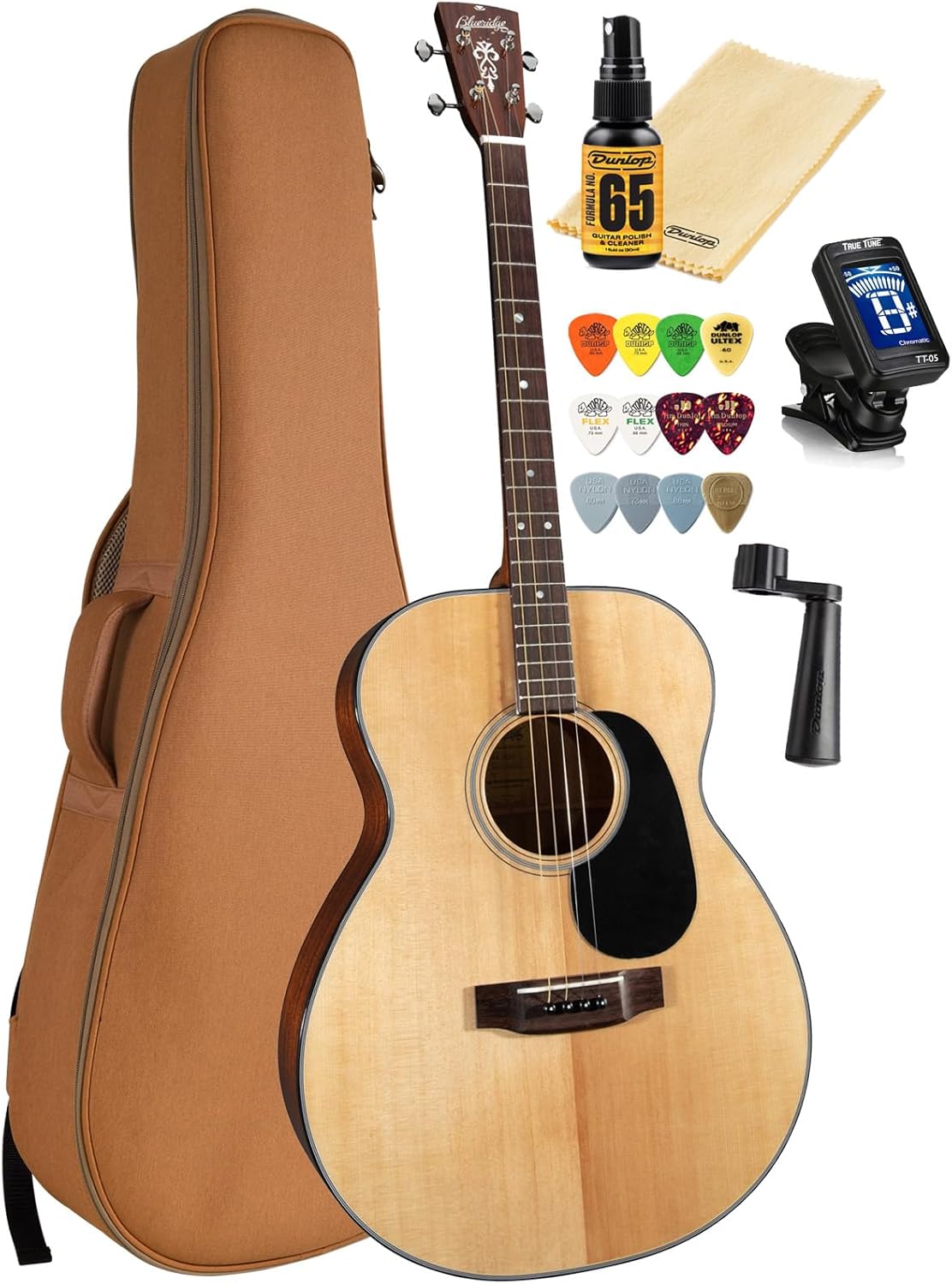 Solid Spruce Tenor Guitar Bundle with True Tuner & Care Kit