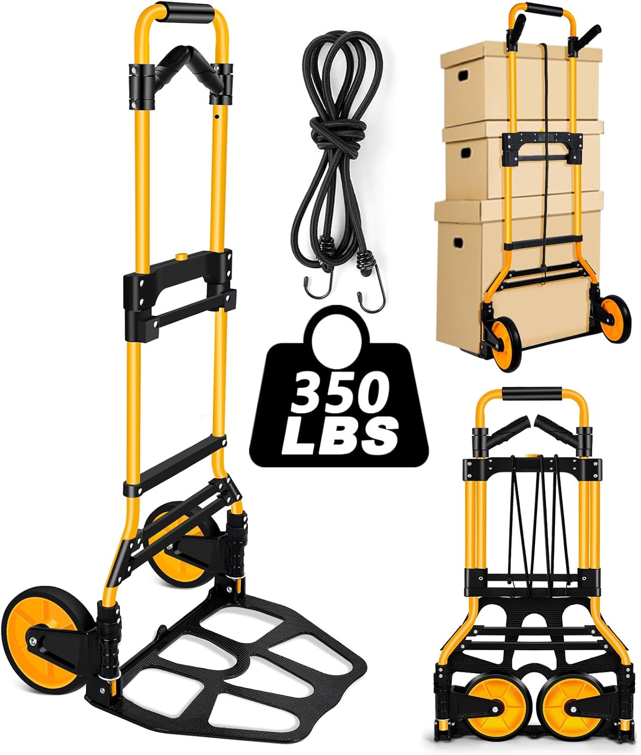 350 LB Capacity Upgraded Folding Hand Truck Dolly for Easy Use