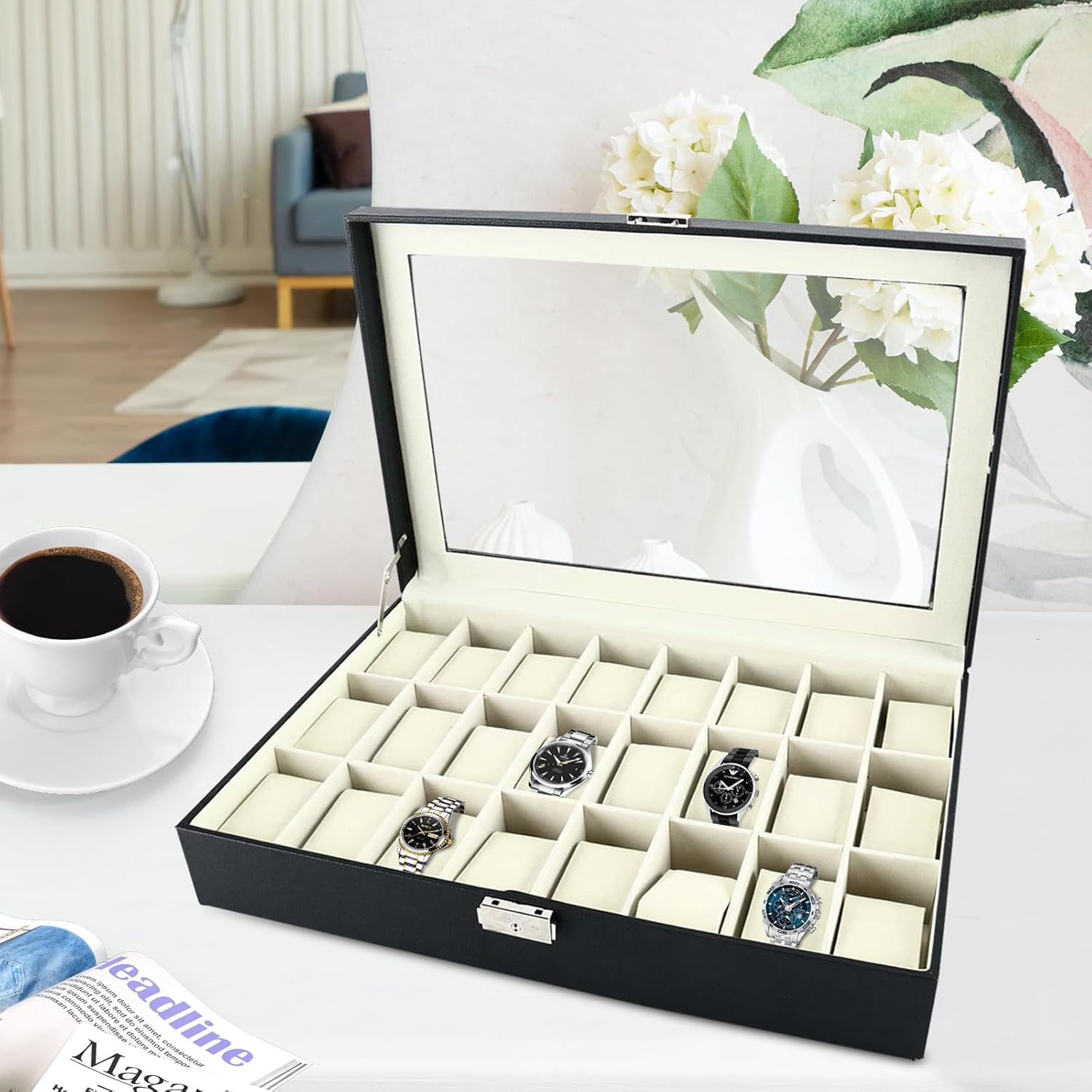 Securely Showcase 24 Watches with Key Lock | Homend