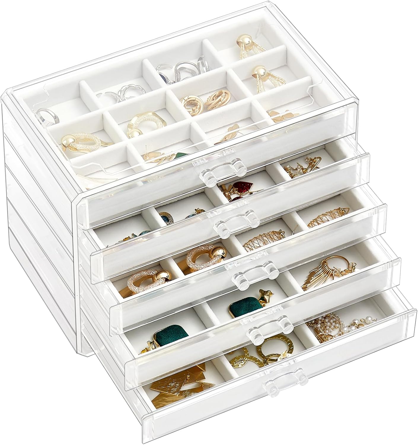 ProCase Earring Holder Organizer Jewelry Box with 5 Drawers