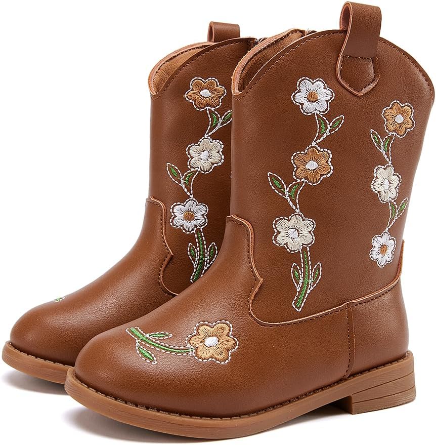 Toddler Girls Cowgirl Boots with Pointed Toe Design for All Seasons