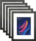 16x20 Picture Frames Matted to 11x14 Set of 5 Black Wood Frames