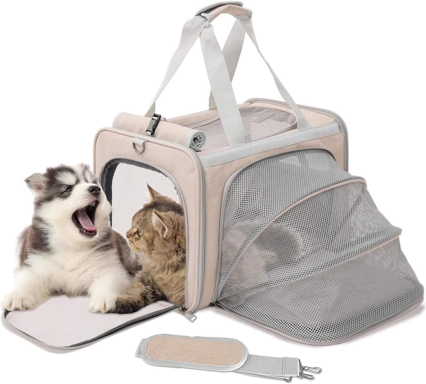HSC PET Small Dog Bag Cat Carrier - Airline Approved Khaki