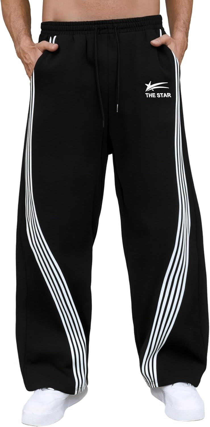GORGLITTER Men's Baggy Wide Leg Sweatpants for Y2K Style