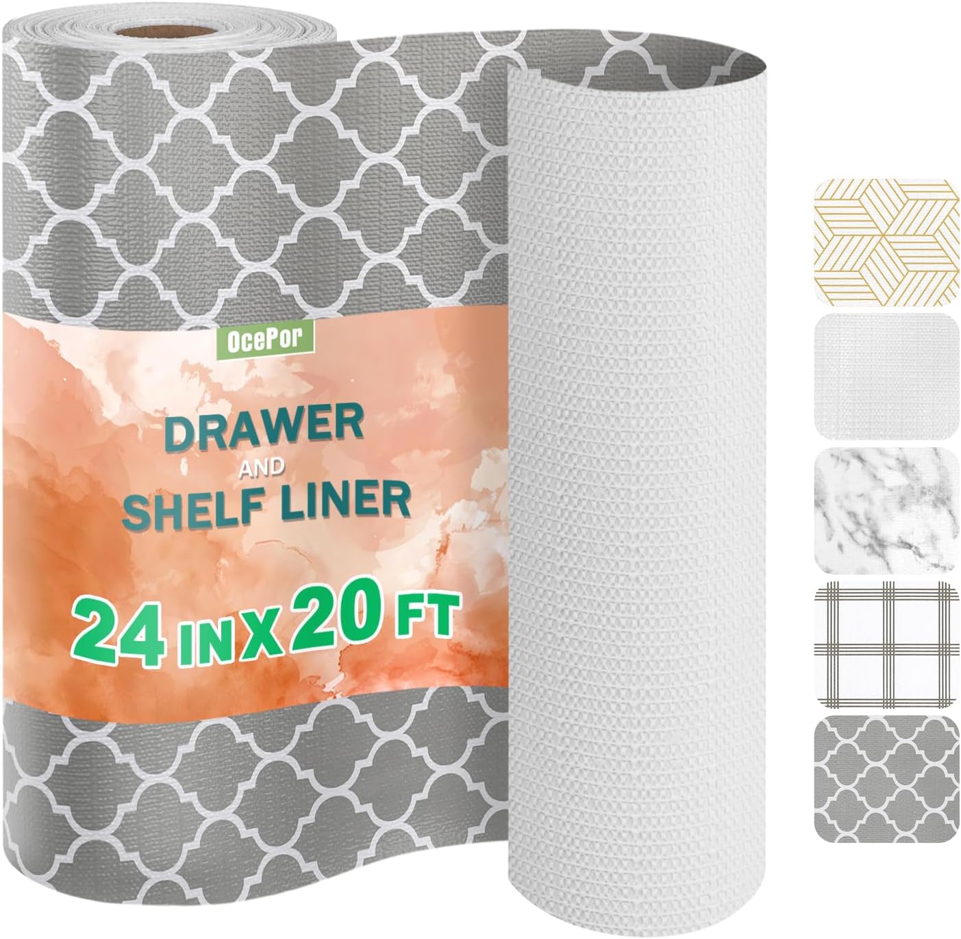 OcePor Non-Adhesive Drawer and Shelf Liner for Cabinets